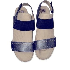 Earth Spirit Black & Tan Sandals Double Strap Design gelron cushion size 8 1/2